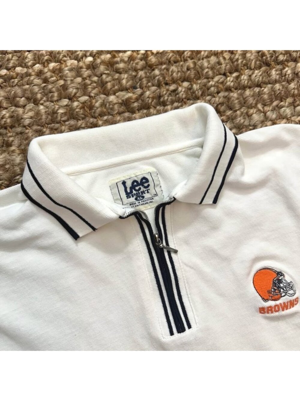 Vintage Lee Sport NFL Cleveland Browns Quarter Zip Polo Shirt White Size XL